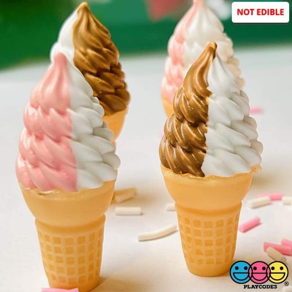 5pcs Soft Ice Cream Cones Vanilla Chocolate Strawberry Cone Charm Slime Supplies Fake Bake Headband Hairbow Cabochons Decoden PLAYCODE3