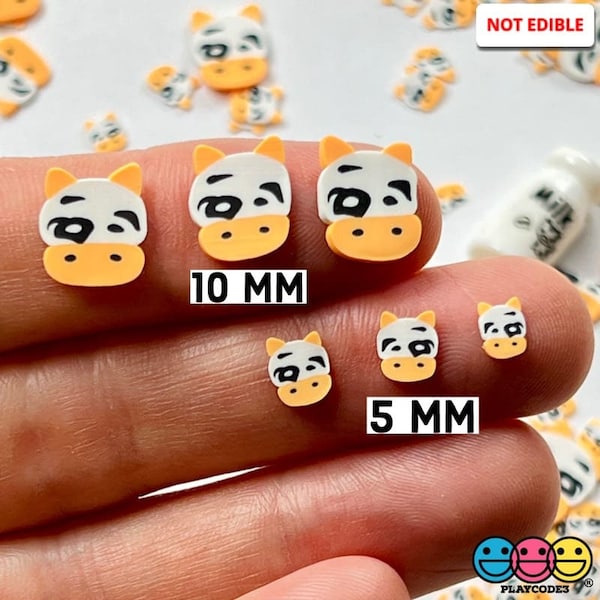 10grams 10/5mm Cow Face Fimo Polymer Clay Fake Sprinkles Animal Cows Kawaii Slime Supplies Fake Bake Tumbler Shaker Card Filler PLAYCODE3