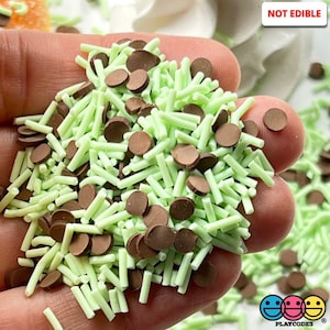10grams Fake Polymer Clay Mint Chocolate Chip Ice Cream Mix Slime Supplies Faux Dessert Miniature Dessert Sweets PLAYCODE3
