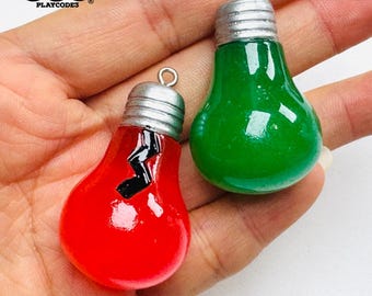4pcs Christmas Bulbs Cracked Red Green HolidayCharms Slime Supplies Fake Bake Headband Hair bow Accessories Cabochons Decoden PLAYCODE3