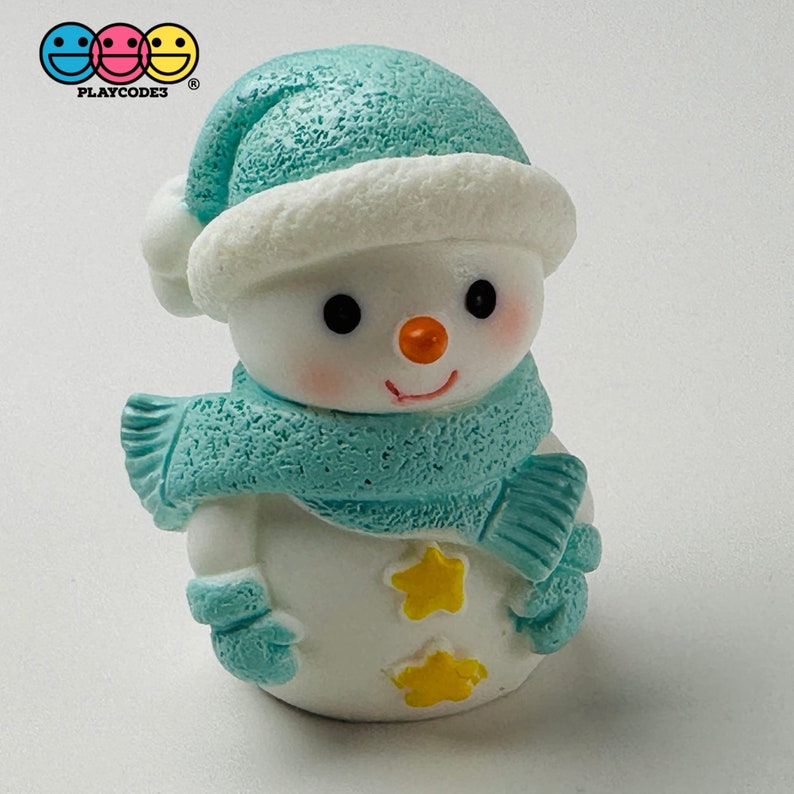 4pcs Winter Snowman Figurines Pink Blue Christmas Holiday Miniature ...