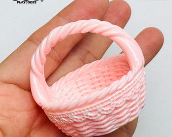 5pcs Pink Lace Easter Basket Miniature Prop Holiday Craft Supply PLAYCODE3