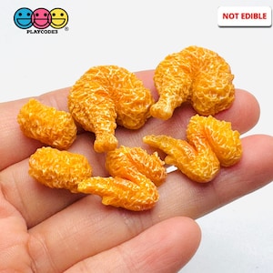 6pcs 3D Tiny Small Fake Food Chicken Wings Legs Nuggets Charms Slime Supplies Fake Bake Cabochons Decoden PLAYCODE3