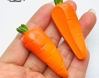 5pcs Carrots Real 3D Orange Green Top F Flat back Charms Slime Supplies Fake Bake Headband Hair bow Accessories Cabochons Decoden PLAYCODE3