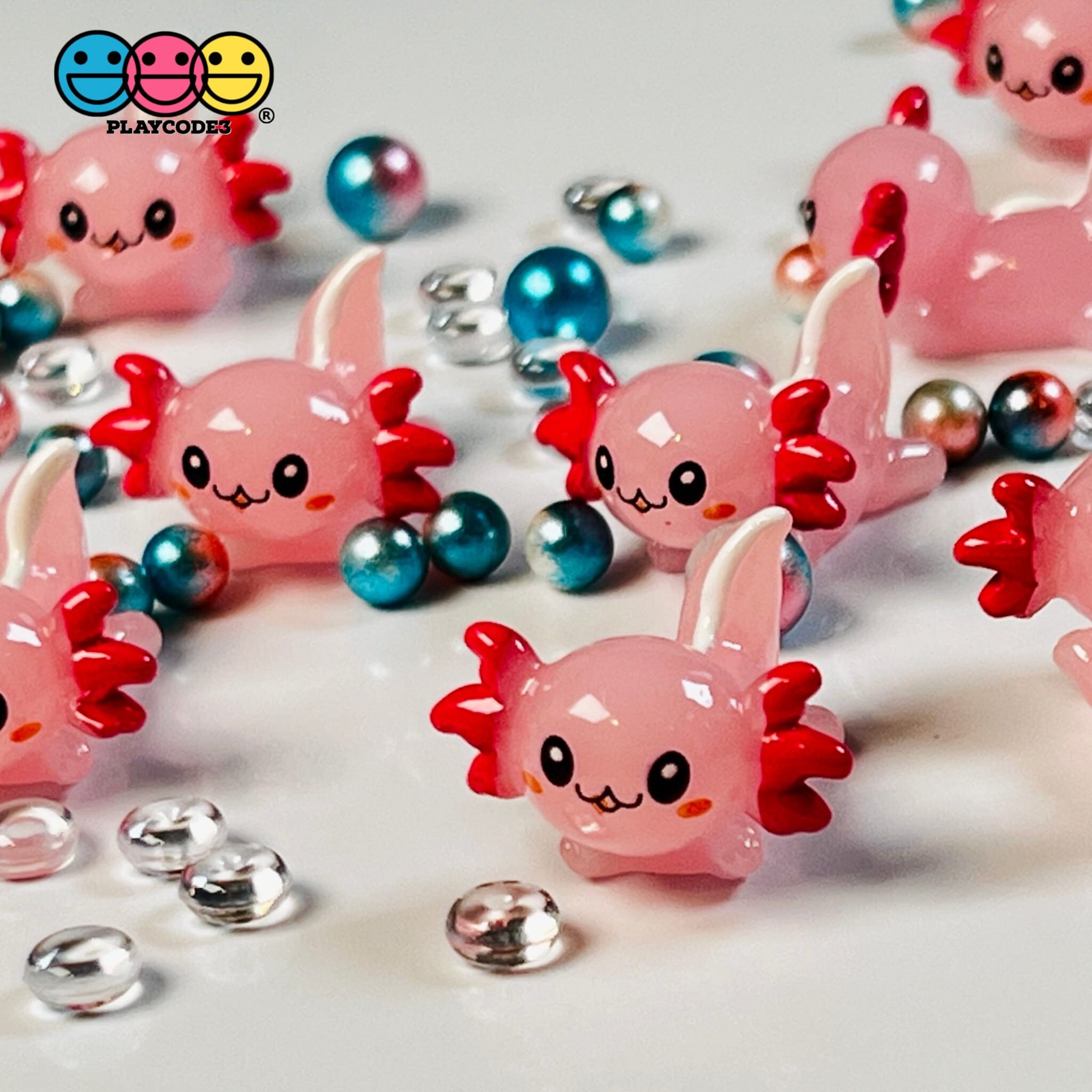 Axolotl Pink Charm Kawaii Cute Cabochons Decoden Plastic Resin 10
