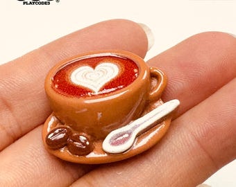 10pcs Coffee Cup Cabochons Heart Latte Spoon Flat back Charms Slime Supplies Fake Bake Headband Hair bow Accessories Decoden PLAYCODE3