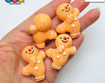 4pcs Gingerbread Man Charms Cute Sliding Santa Hat Charms Slime Supplies Fake Bake Headband Hair bow Accessories Cabochons Decoden PLAYCODE3