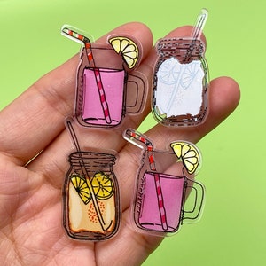 10pcs Summer Drinks w/Straws Pink Lemonade Orangeade Charms Slime Supplies Crafting Dessert Summer Time Planar Cabochons PLAYCODE3