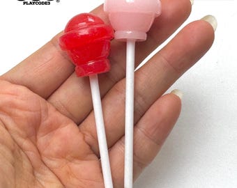 10pcs Lollipop Fake Pink Red Mix Charms Decoden Fake Bake Valentine Fake Food NOT a Toy Plastic Fake Bakes Food Props Slime Supply PLAYCODE3