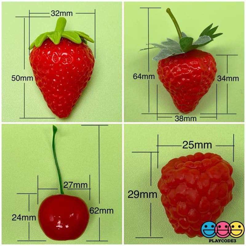 Berries Strawberries Raspberries Blackberries Cherries Realistic Fake Fruit  Charms Cabochon - PLAYCODE3 LLC