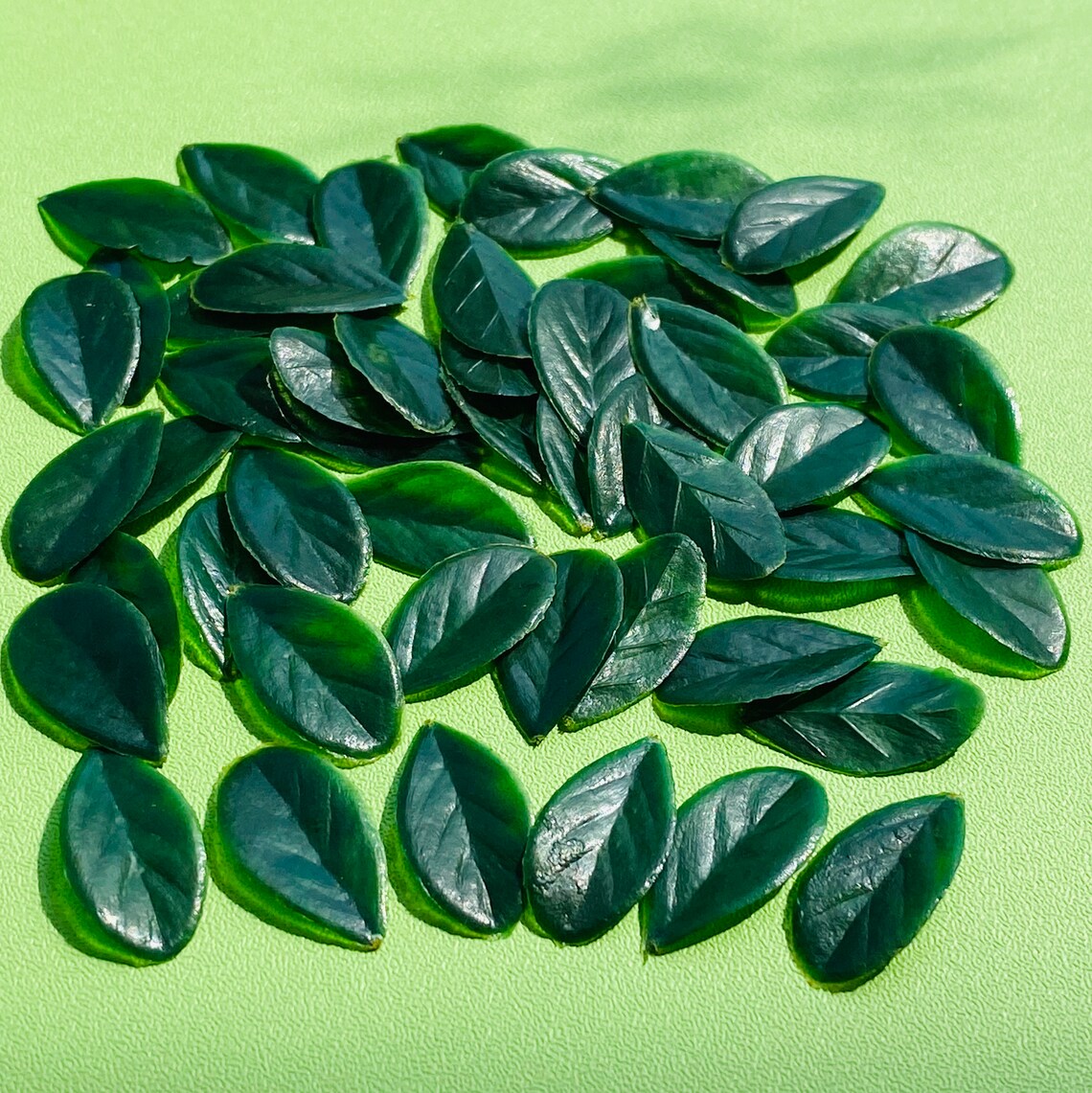 100pcs Fake Green leaves 10pcs Plastic and Resin Flatback Leaf Etsy