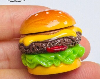 5pcs Mini Hamburger Cheeseburger Fake Food Charm Realistic Prop PLAYCODE3