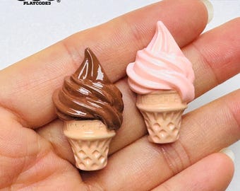 10pcs Mini Ice Cream Strawberry Chocolate Flat back Charms Slime Supplies Fake Bake Headband Cabochons Decoden PLAYCODE3