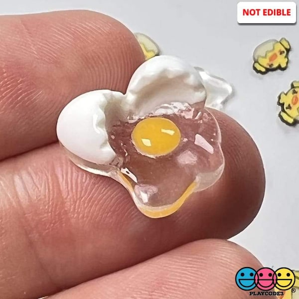 10pcs Egg Yolk Cracked Eggshells Mini Fake Food Flatback Charms Eggs Slime Supplies Fake Bake Cabochons Decoden PLAYCODE3