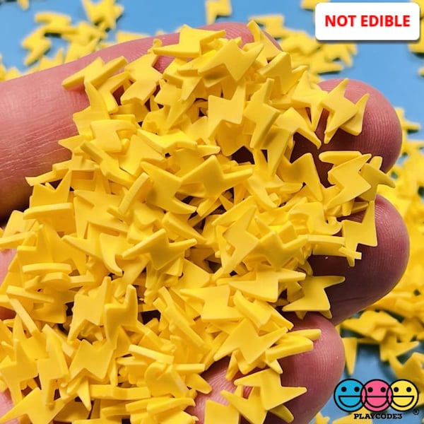 10grams 10mm Lighting Bolt Yellow Flash Fimo Slices Faux Sprinkles Decoden Funfetti Slime Supplies Tumbler Shaker Card Filler PLAYCODE3