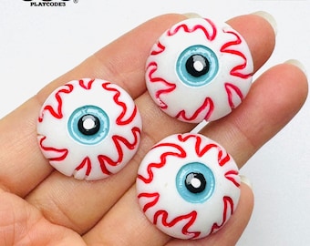 10pcs Halloween Holiday Bloody Eyeball Flat back Charms Slime Supplies Fake Bake Headband Hair bow Accessories Cabochons Decoden PLAYCODE3