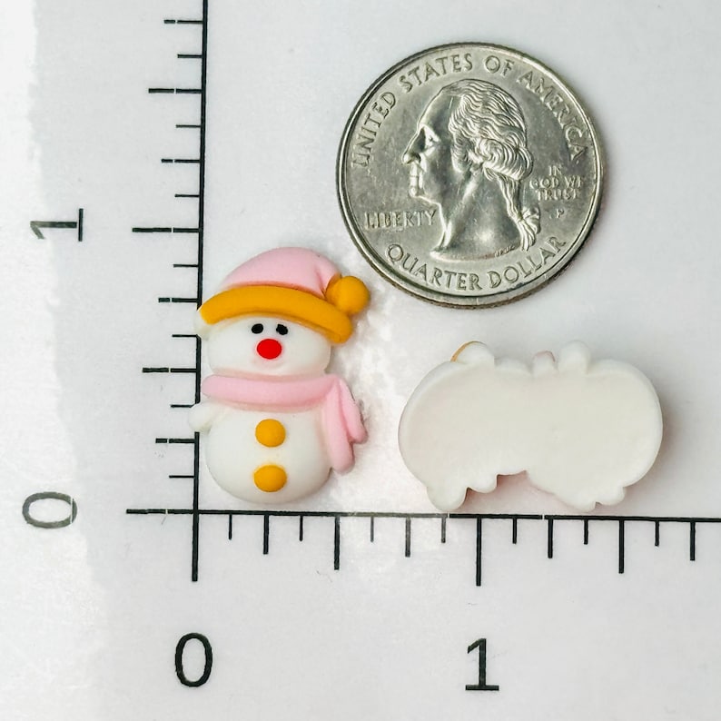 10pcs Snowman Pink Scarf Hat Christmas Flat Back Charms Slime Supplies ...