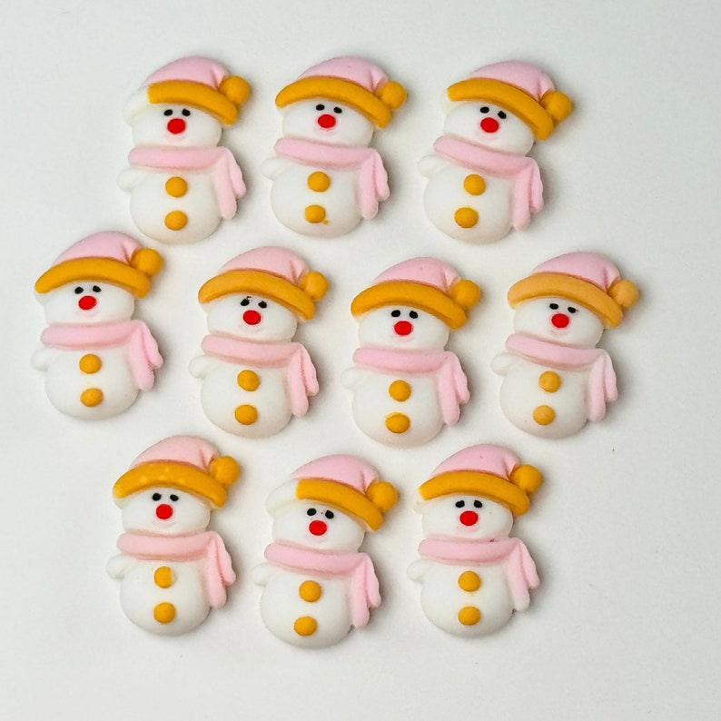 10pcs Snowman Pink Scarf Hat Christmas Flat Back Charms Slime Supplies ...