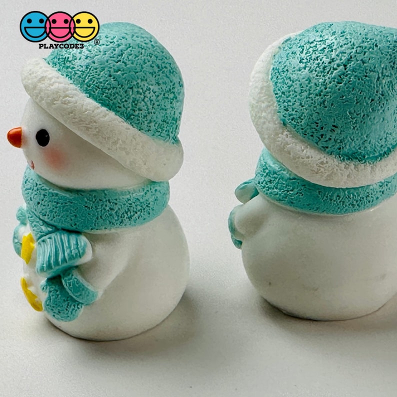 4pcs Winter Snowman Figurines Pink Blue Christmas Holiday Miniature ...