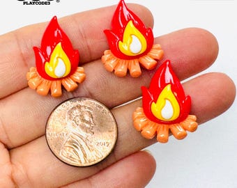 10pcs Camp Fire Flame Flatback Charm Camping Craft Supply PLAYCODE3