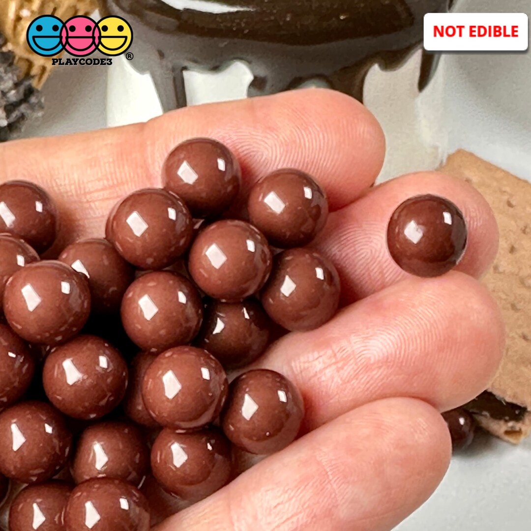 10mm Chocolate Brown Boba Beads Fake Food Acrylic Balls Faux Decoden