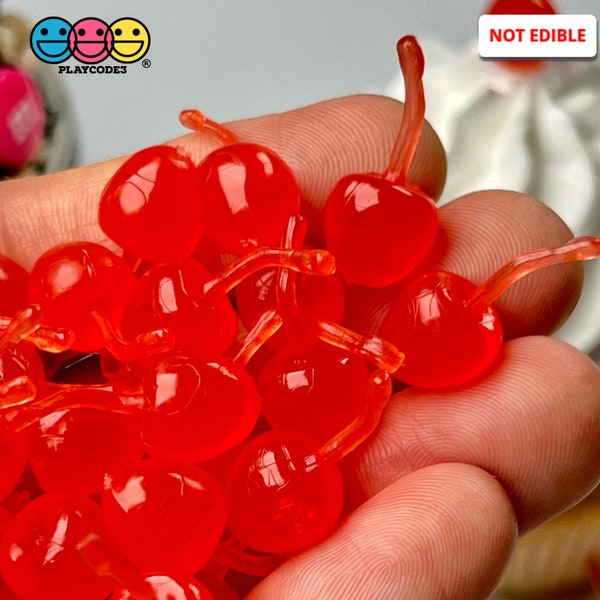 20pcs 3D Mini Maraschino Fake Food Realistic Cherries Charms Cabochons  Slime Supplies Miniature craft cherry PLAYCODE3