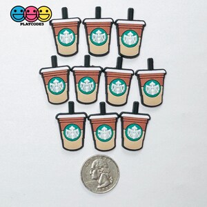 Coffee Frozen Drink Cups Fake Food Shoe Charms WITHOUT Buckle Botton Bendable Flatback Cabochons Slime Supply Fake