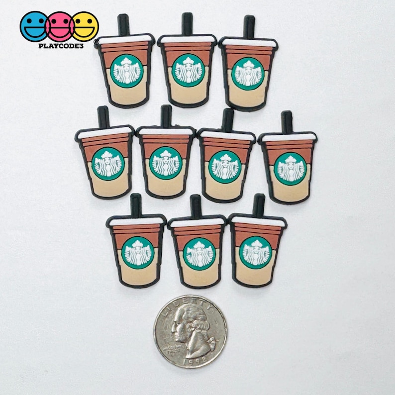 Coffee Frozen Drink Cups Fake Food Shoe Charms WITHOUT Buckle Botton Bendable Flatback Cabochons Slime Supply Fake