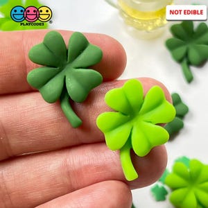 10pcs Clover Four Leaf Shamrock Flatback Charms Saint Patrick's Day St Patty's Decoden Slime Supplies Fake Bake Cabochons Decoden PLAYCODE3