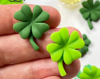 10pcs Clover Four Leaf Shamrock Flatback Charms Saint Patrick's Day St Patty's Decoden Slime Supplies Fake Bake Cabochons Decoden PLAYCODE3