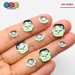 10grams 5mm 10mm Frankenstein&#39;s Monster Green Fimo Faux Sprinkles Halloween Frankenstein Slime Supplies Tumbler Shaker Card Filler PLAYCODE3