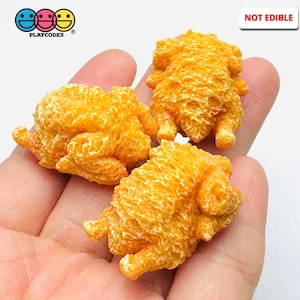 5pcs 3D Tiny Small Fake Whole Fried Chicken Food Charms Slime Supplies Fake Bake Headband Hair bow Accessories Cabochons Decoden PLAYCODE3