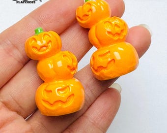 5pcs 3D Jack-O-Lantern Halloween Holiday Pumpkin Fall Autumn Charms Slime Supplies Fake Bake Cabochons Decoden PLAYCODE3
