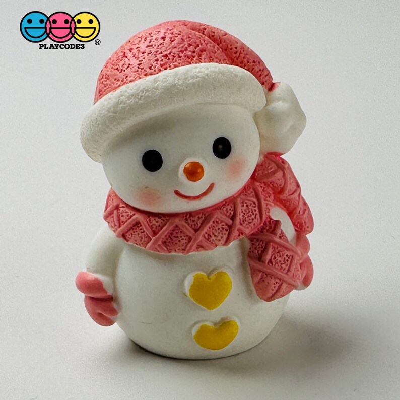 4pcs Winter Snowman Figurines Pink Blue Christmas Holiday Miniature ...