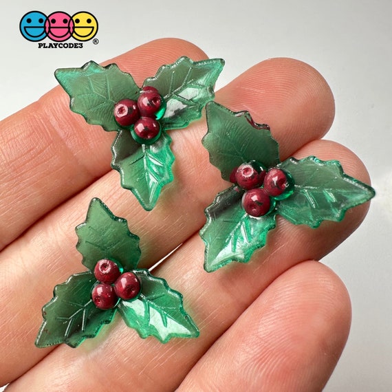 10pcs Mistletoe Mini Transparent Charm Christmas Resin Holiday Home Décor Display Resin Cabochons Decoden Plastic PLAYCODE3