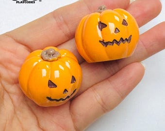 5pcs 3D Halloween Fall Pumpkin Jack-O'-Lantern Charms Slime Supplies Fake Bake Cabochons Decoden PLAYCODE3
