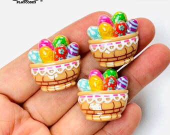 10pcs Easter Egg Basket Holiday Flatback Charm Spring Craft PLAYCODE3