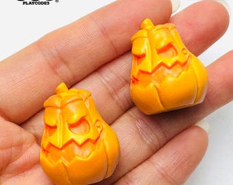 5pcs 3D Pumpkin Halloween Holiday Jack-O-Lantern Charms Slime Supplies Fake Bake Headband Hair bow Accessories Cabochons Decoden PLAYCODE3