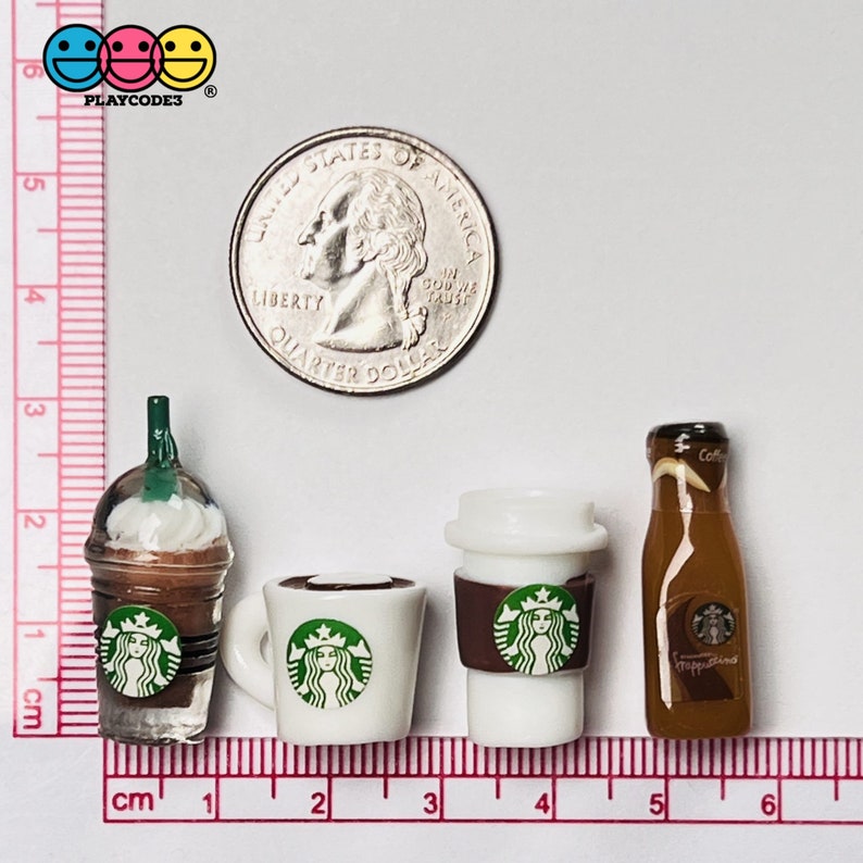 Coffee Cups Frozen Drink And Bottles Miniature Charms Cabochons 10 12 Pcs Mixed Charm