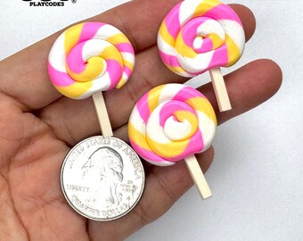 10pcs Swirl Lollipop Pink Yellow White Fake Food Candy Prop PLAYCODE3