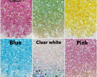 500g Bingsu Beads Crispy Crunchy Iridescent Straw Tube Beads Slime Crafts supplies Hot Pink Yellow White Blue Green PLAYCODE3 Bulk Item