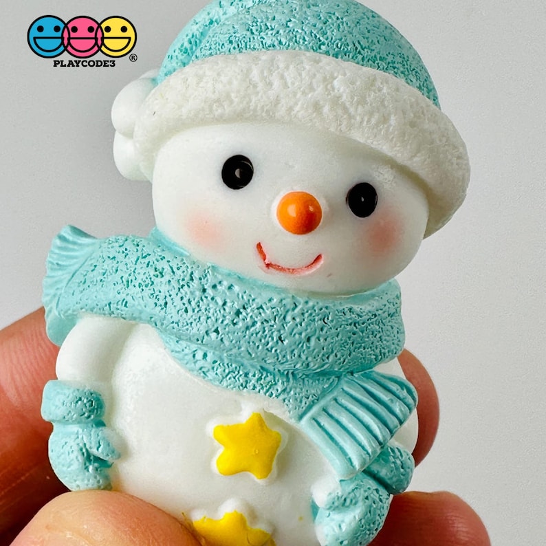 4pcs Winter Snowman Figurines Pink Blue Christmas Holiday Miniature ...