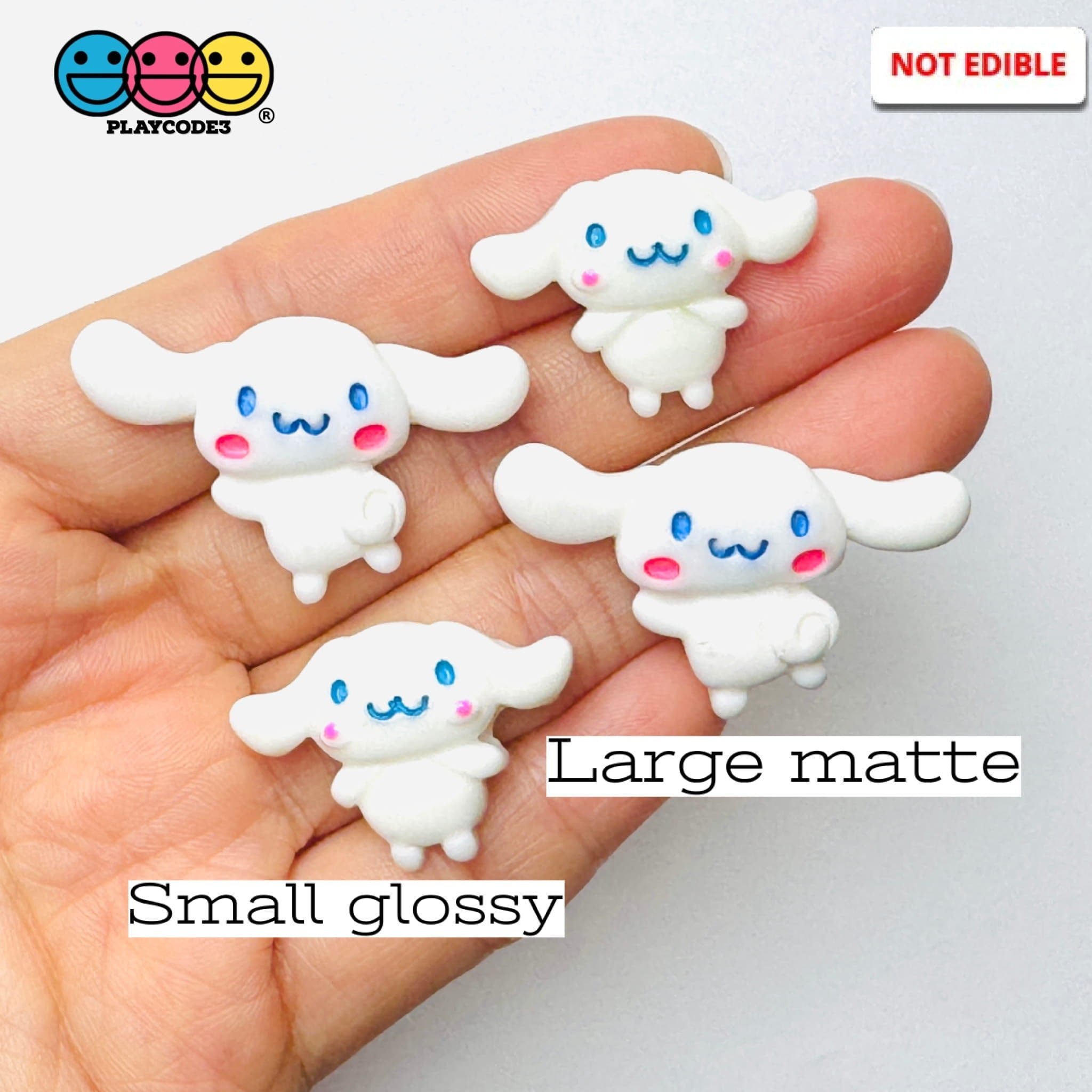10pcs Japanese Anime White Dog Long Ears Kawaii Cartoon TV Character Flat back Charms Slime Supplies Fake Bake Cabochons Decoden PLAYCODE3