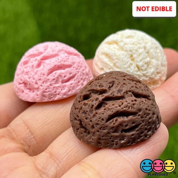 9/10pcs Ice Cream Scoop Mini Flatback Charms Chocolate Strawberry Vanilla  and Mix Cabochons Miniatures Realistic Slime Supplies PLAYCODE3 