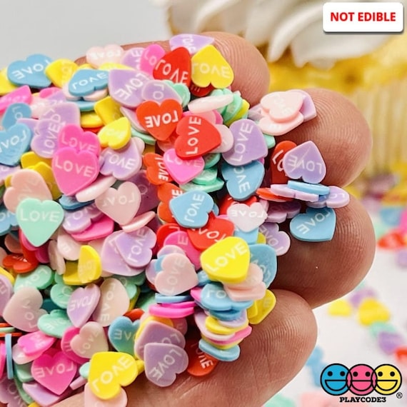 Valentine Mix Hearts Pink Red Fimo Pearl Beads Fake Clay Sprinkles Fun