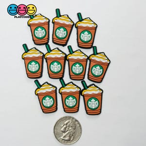 Coffee Frozen Drink Cups Fake Food Shoe Charms WITHOUT Buckle Botton Bendable Flatback Cabochons Slime Supply Fake