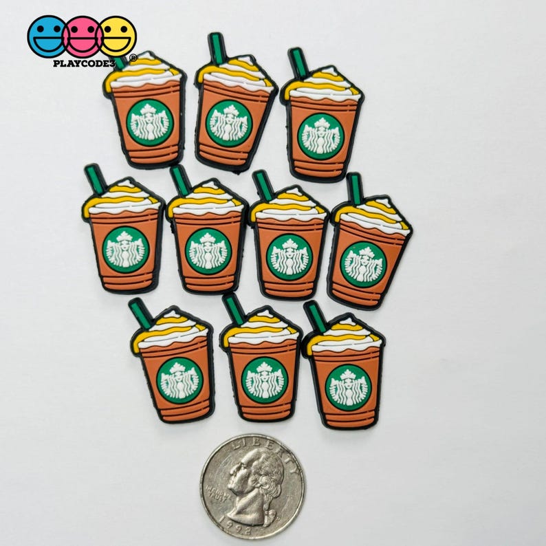 Coffee Frozen Drink Cups Fake Food Shoe Charms WITHOUT Buckle Botton Bendable Flatback Cabochons Slime Supply Fake