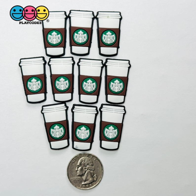 Coffee Frozen Drink Cups Fake Food Shoe Charms WITHOUT Buckle Botton Bendable Flatback Cabochons Slime Supply Fake