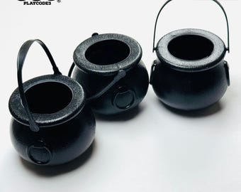 3pcs Halloween Holiday Plastic light weight Witches Pot Cauldron with Handle Charms Slime Supplies Fake Bake Cabochons Decoden PLAYCODE3