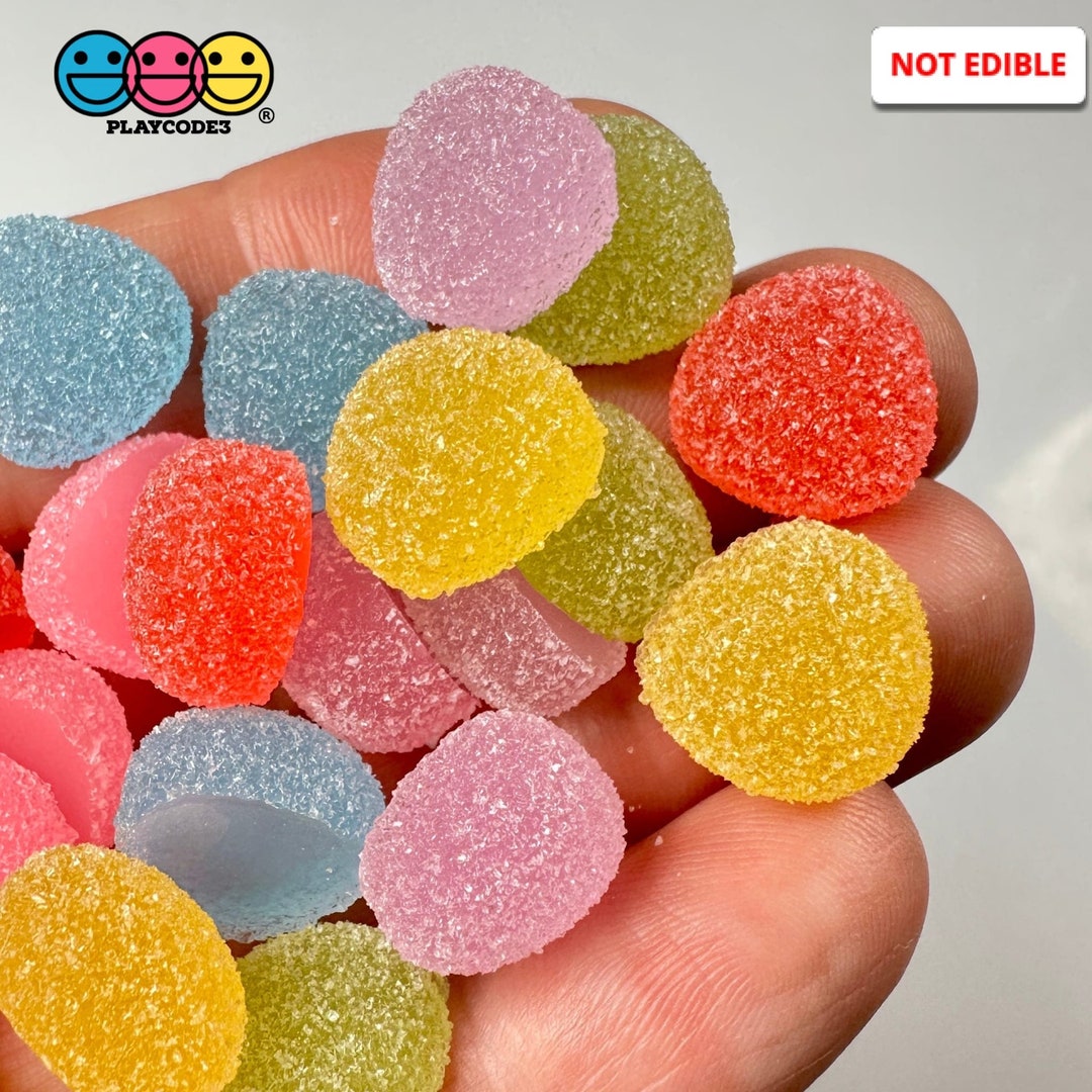 24pcs Fake Gumdrops Sugar Coated Candy Multi Color Charms Candies Flatback  Cabochons Faux Food Slime Supplies Gum Drops PLAYCODE3 